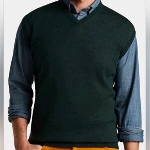 Peter Millar Crown Autumn Crest V-neck Sweater Vest BLSM Green Sz Small